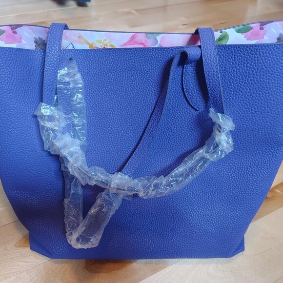 ***SOLD***PURPLE & FLORAL TOTE BAG - Picture 1 of 2